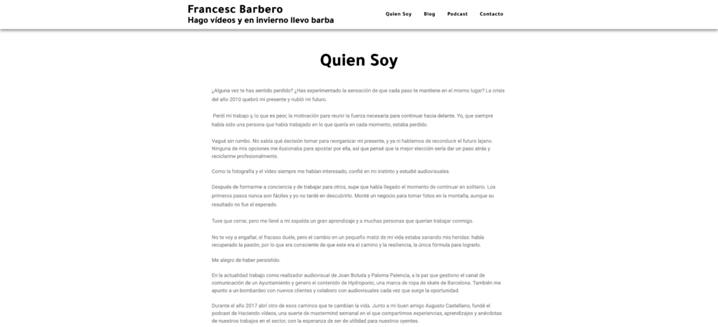 Francesc Barbero: trabajo sobre mí de su página web